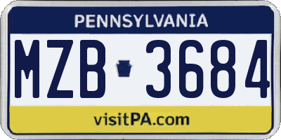 PA license plate MZB3684