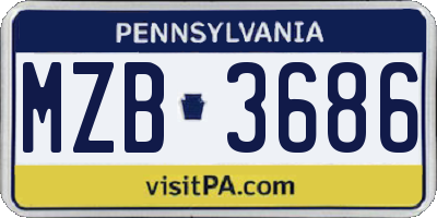 PA license plate MZB3686