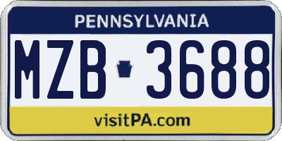 PA license plate MZB3688