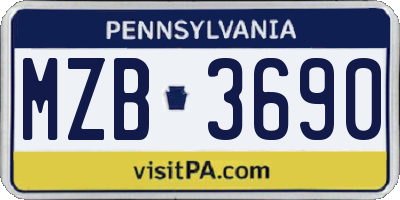 PA license plate MZB3690