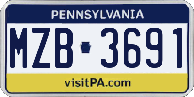 PA license plate MZB3691
