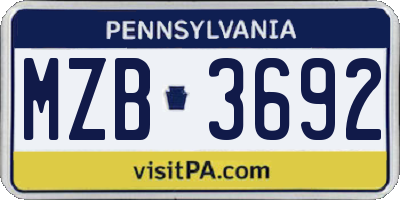 PA license plate MZB3692