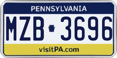 PA license plate MZB3696