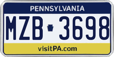 PA license plate MZB3698