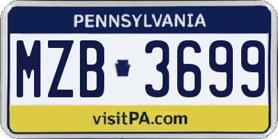PA license plate MZB3699