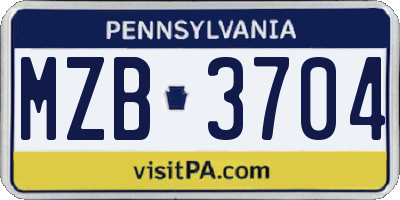 PA license plate MZB3704