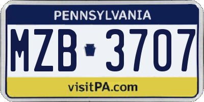 PA license plate MZB3707
