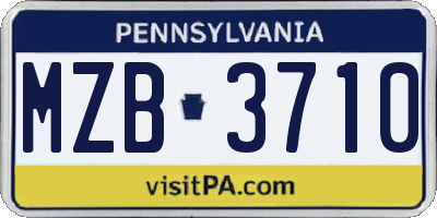 PA license plate MZB3710