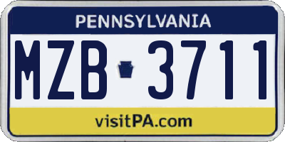 PA license plate MZB3711