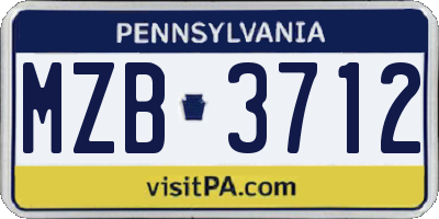 PA license plate MZB3712