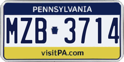 PA license plate MZB3714