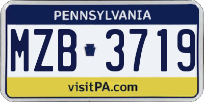 PA license plate MZB3719