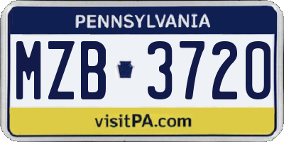 PA license plate MZB3720