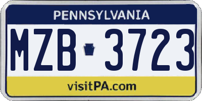 PA license plate MZB3723