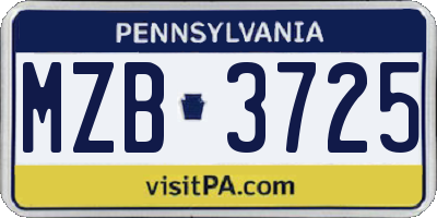 PA license plate MZB3725