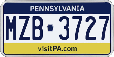 PA license plate MZB3727