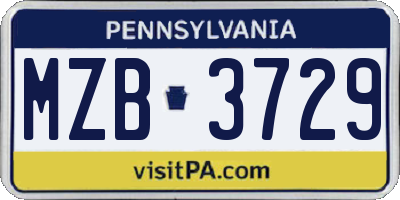 PA license plate MZB3729