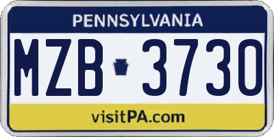 PA license plate MZB3730