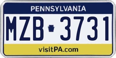 PA license plate MZB3731