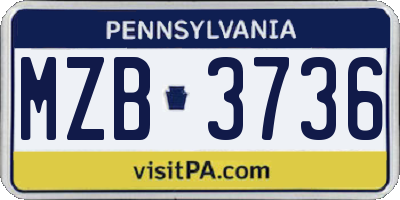 PA license plate MZB3736
