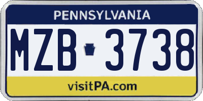 PA license plate MZB3738