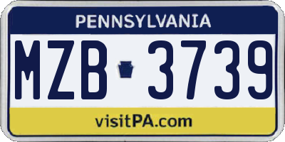 PA license plate MZB3739