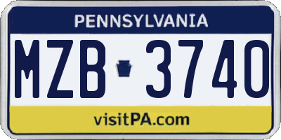PA license plate MZB3740