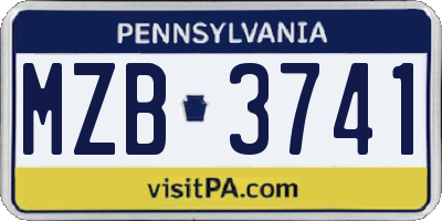 PA license plate MZB3741