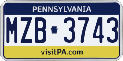 PA license plate MZB3743