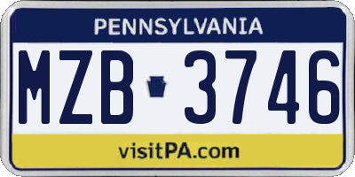 PA license plate MZB3746