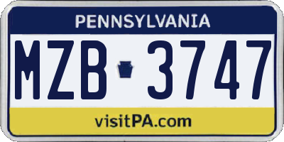 PA license plate MZB3747