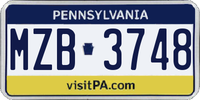 PA license plate MZB3748