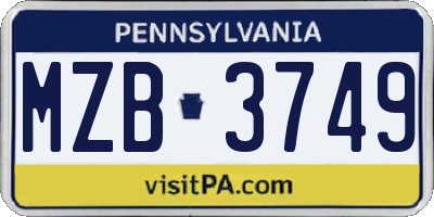 PA license plate MZB3749