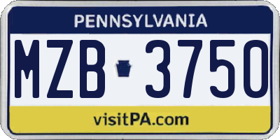 PA license plate MZB3750