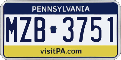 PA license plate MZB3751