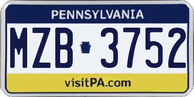 PA license plate MZB3752