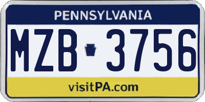 PA license plate MZB3756