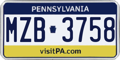 PA license plate MZB3758