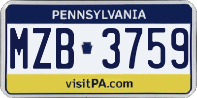 PA license plate MZB3759