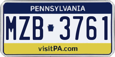PA license plate MZB3761
