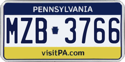 PA license plate MZB3766