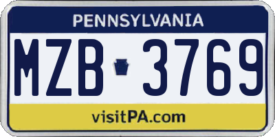 PA license plate MZB3769