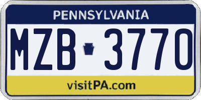 PA license plate MZB3770