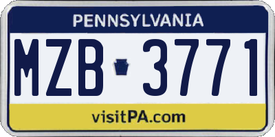 PA license plate MZB3771