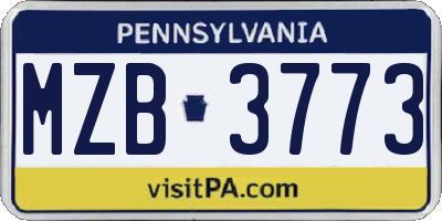 PA license plate MZB3773