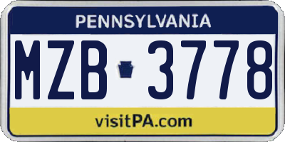 PA license plate MZB3778
