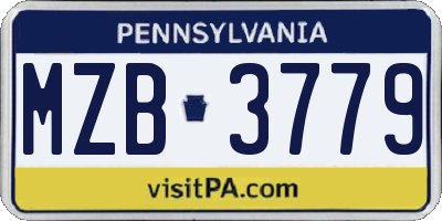 PA license plate MZB3779