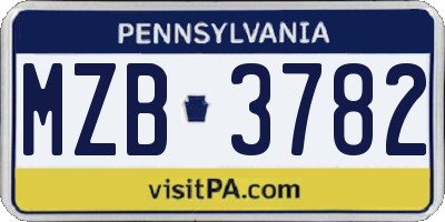 PA license plate MZB3782