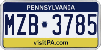 PA license plate MZB3785