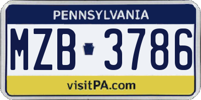 PA license plate MZB3786